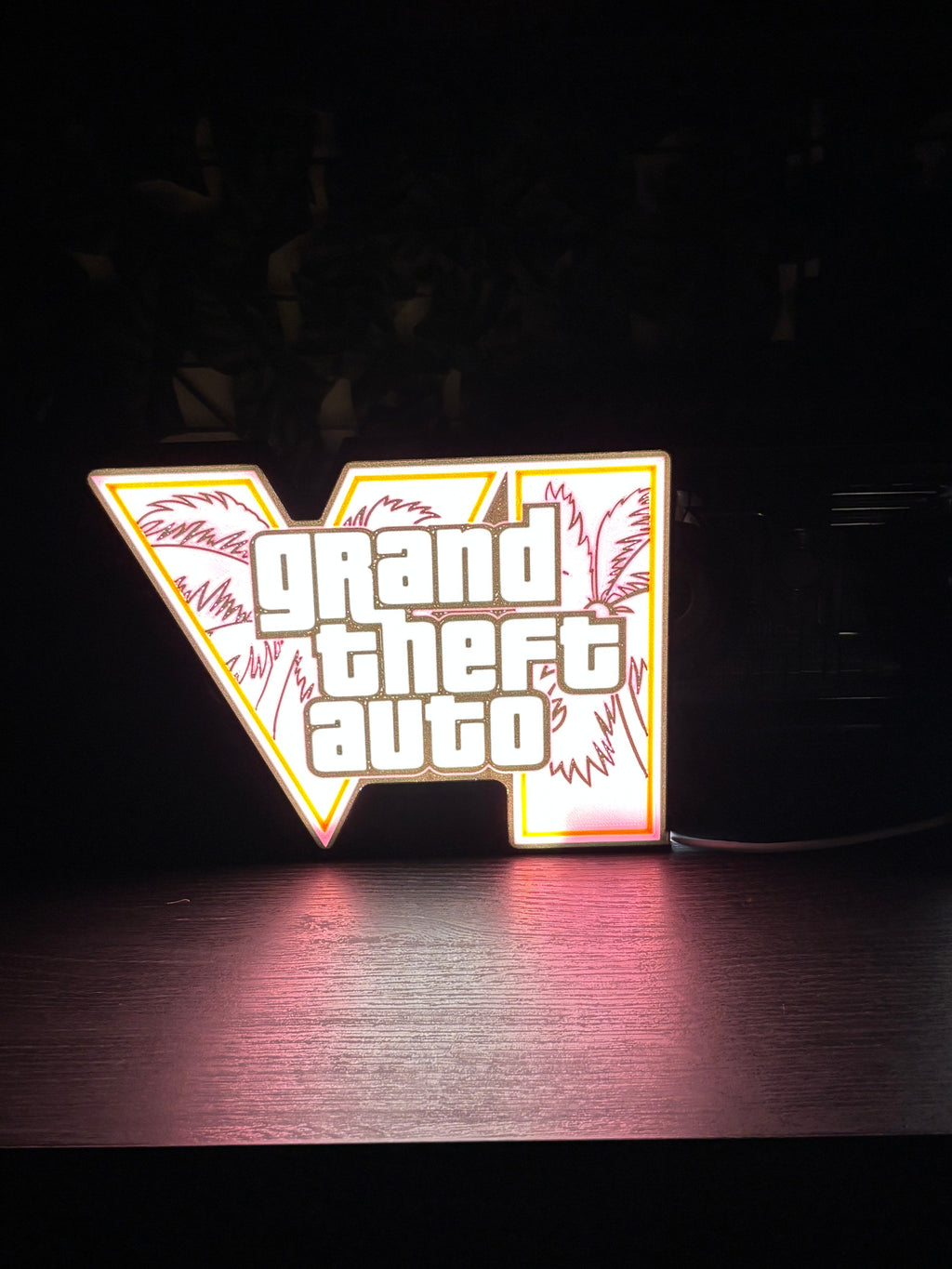 Grand theft auto led sign powered