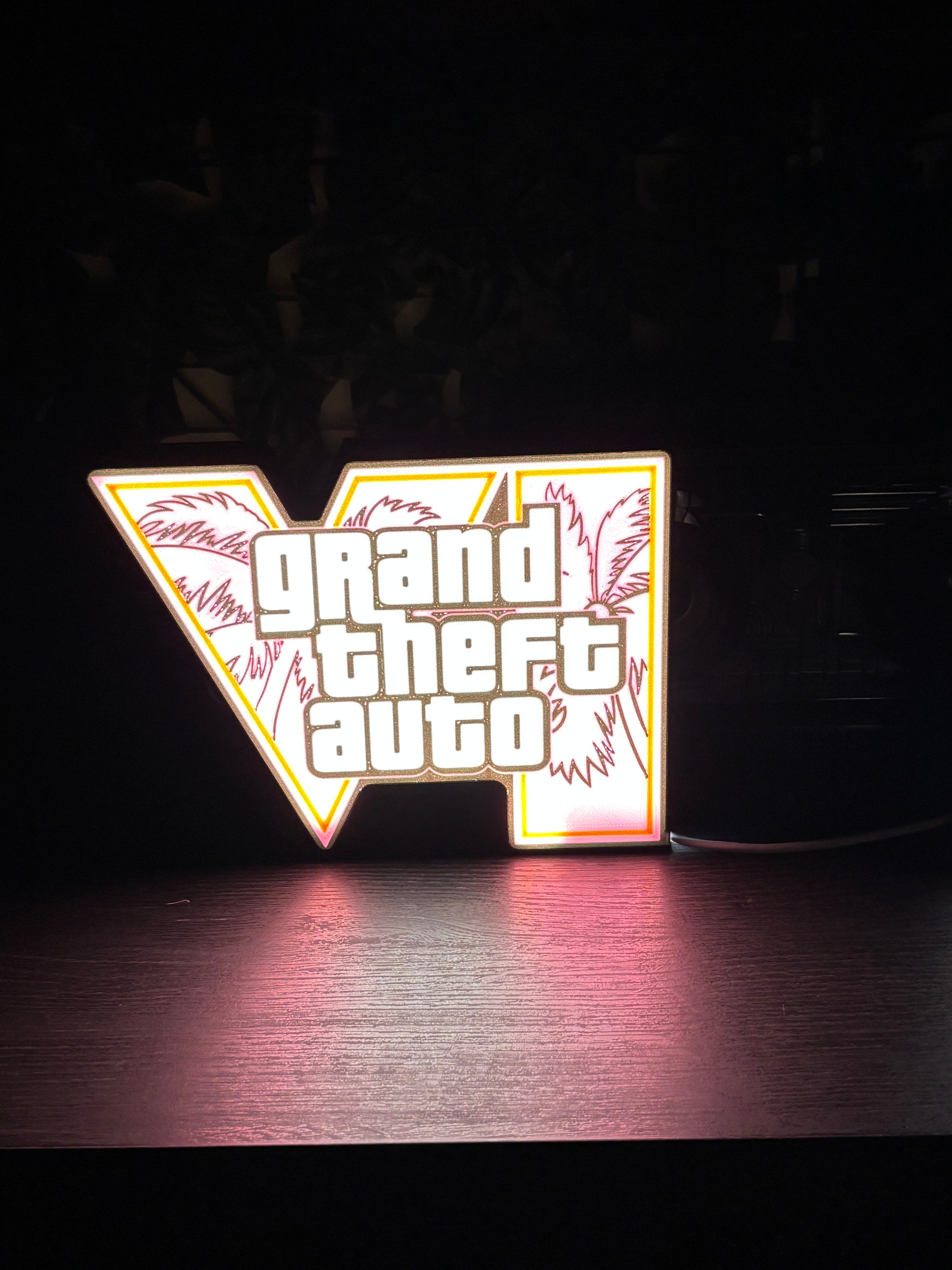 Grand theft auto led sign powered
