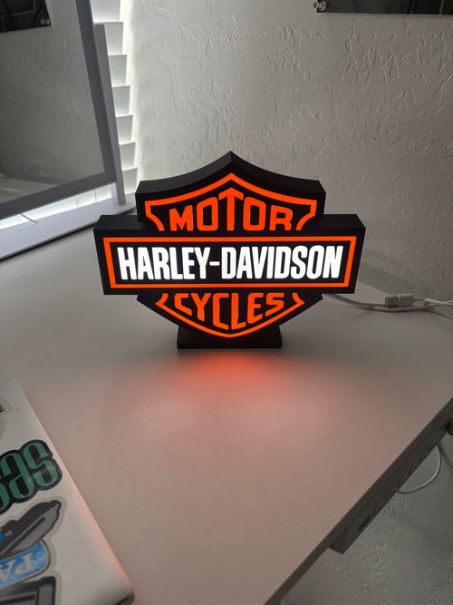 Custom 3-D printed Harley Davidson LED sign